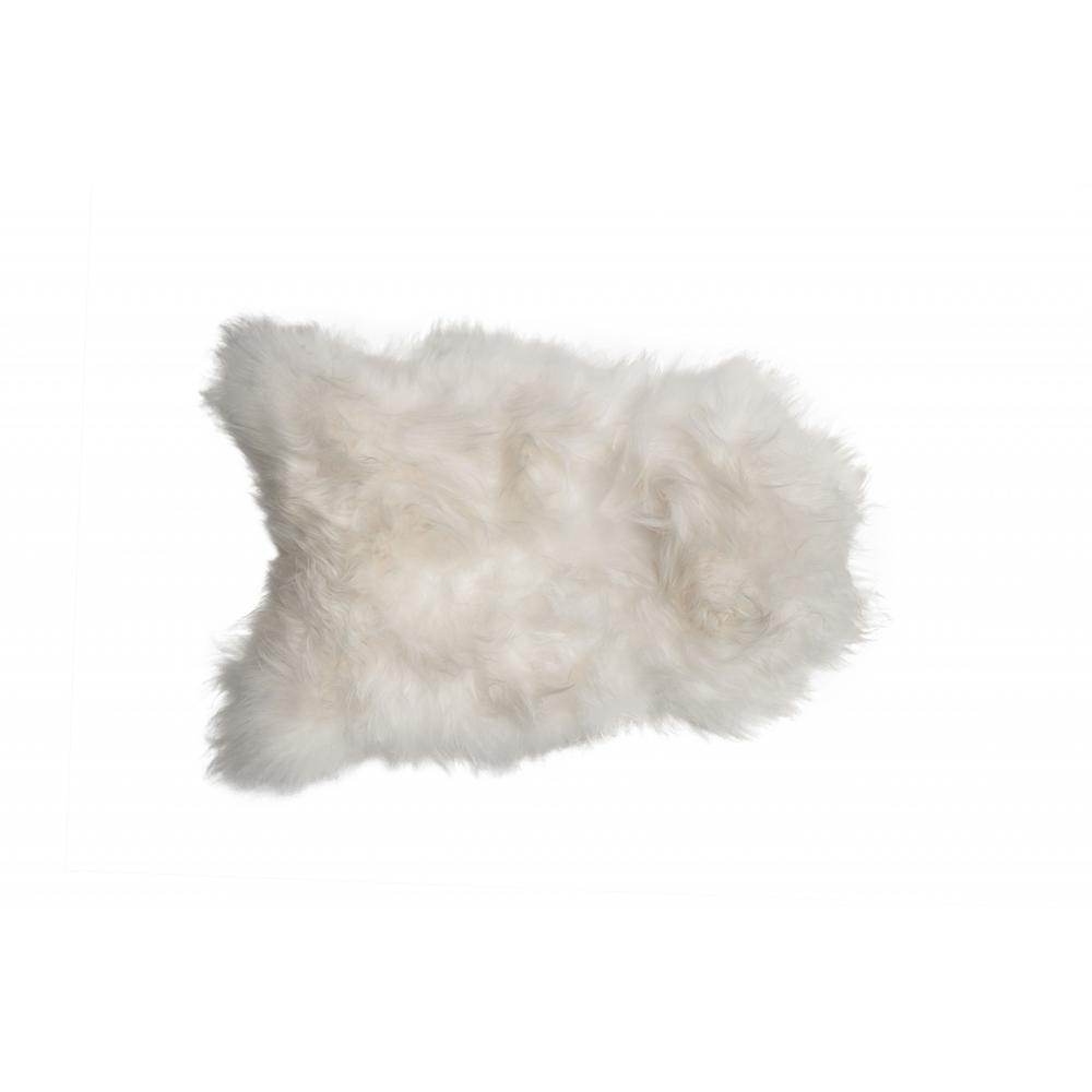 2' x 3' White Natural Wool Long-Haired Sheepskin Area Rug - 293180. Picture 1