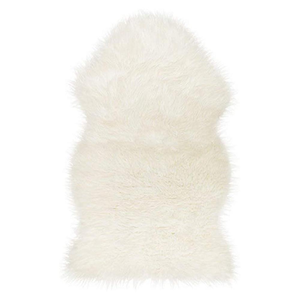 White 2' x 3' Natural Sheepskin Fur Area Rug - 293181. Picture 2