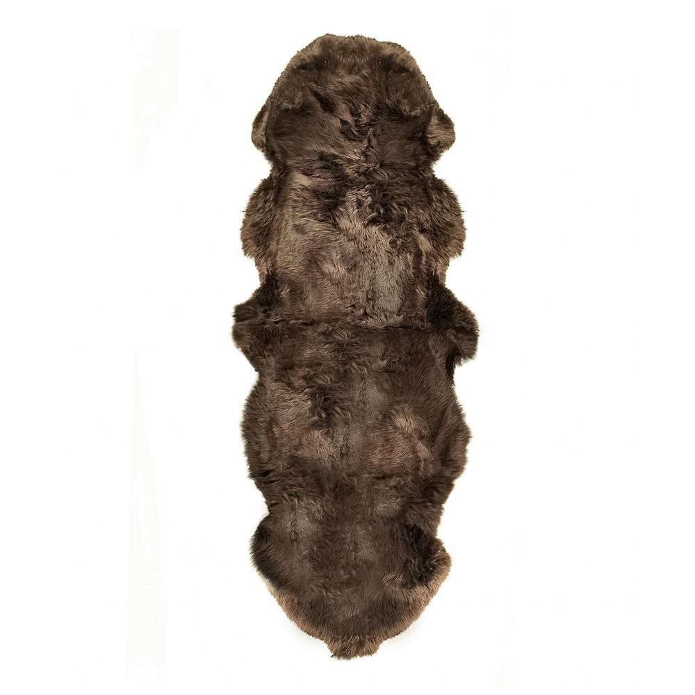 24" x 72" x 2" Chocolate, Double Sheepskin - Area Rug - 293190. Picture 1