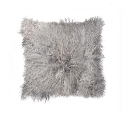 18" x 18" x 5" Gray Sheepskin  Pillow - 293199. Picture 1