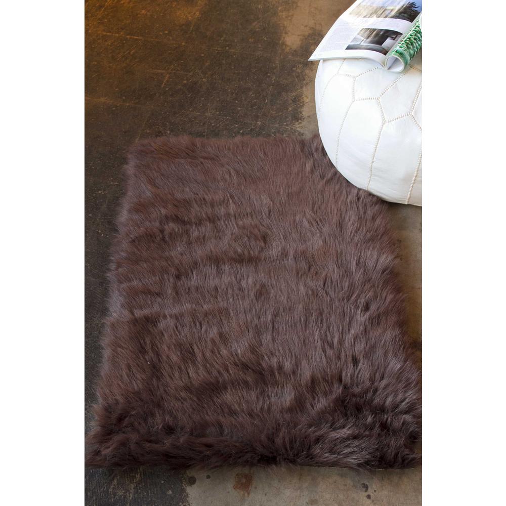 24" x 36" x 1.5" Chocolate Faux Rectangular - Area Rug - 294250. Picture 4