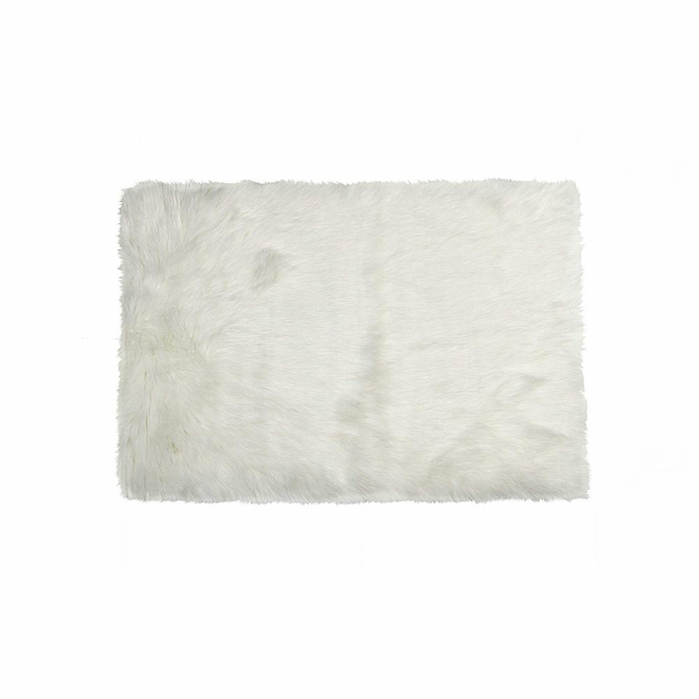 5' x 8' Off White Faux Fur Rectangular Area Rug - 294255. Picture 1