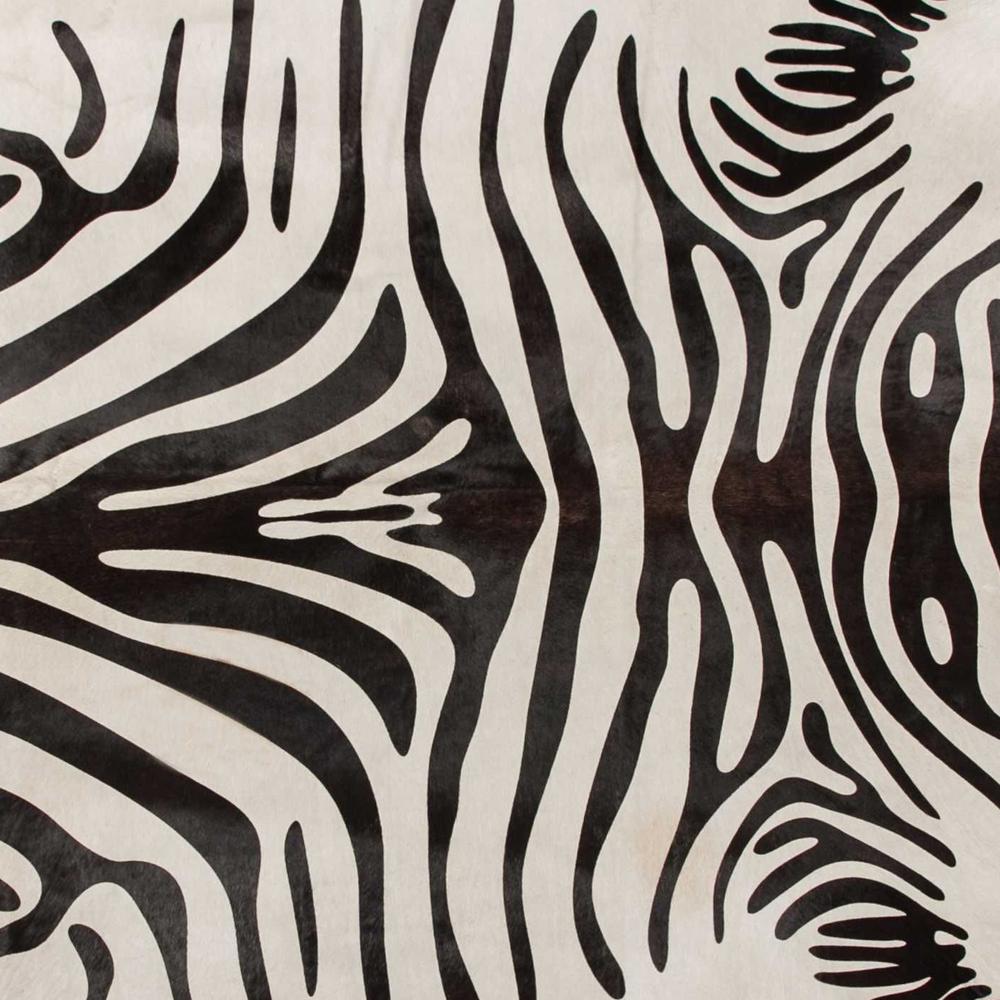 6' x 7' Zebra Stripe Black and White Natural Cowhide Area Rug - 294258. Picture 2