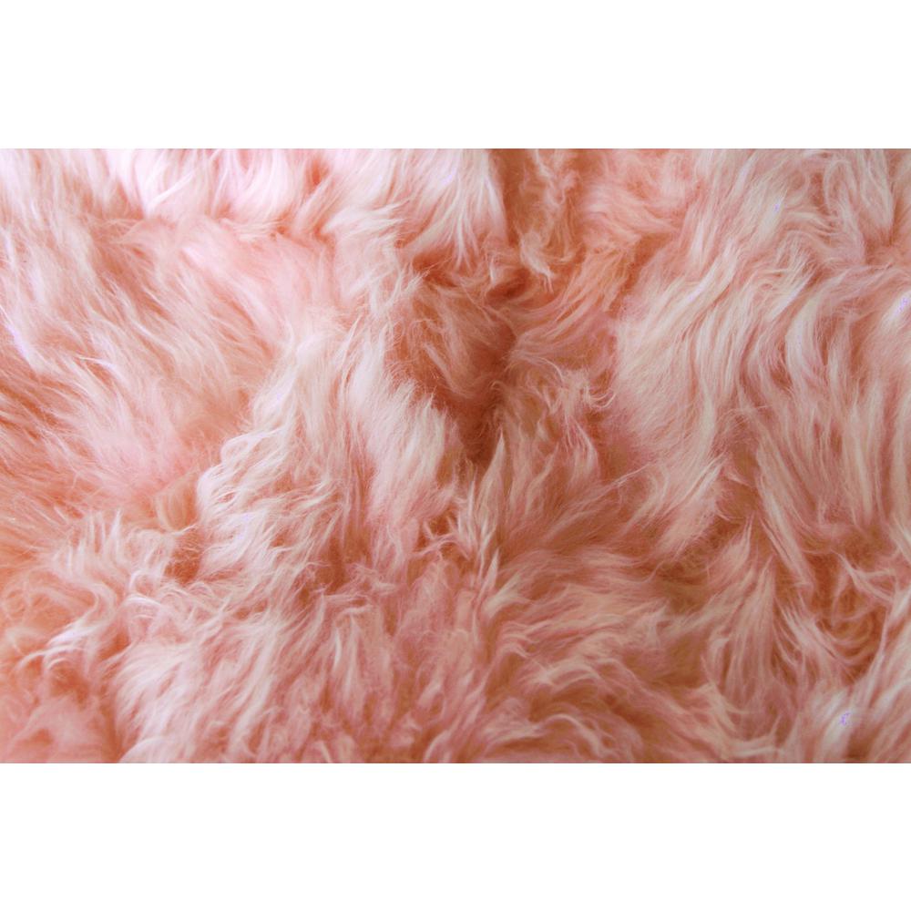 24" x 72" x 2" Pink Double Sheepskin - Area Rug - 294271. Picture 2