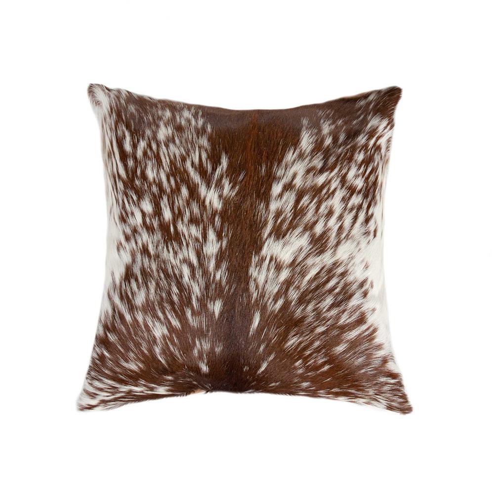 18" x 18" x 5" Salt And Pepper Brown And White Cowhide  Pillow - 294274. Picture 1