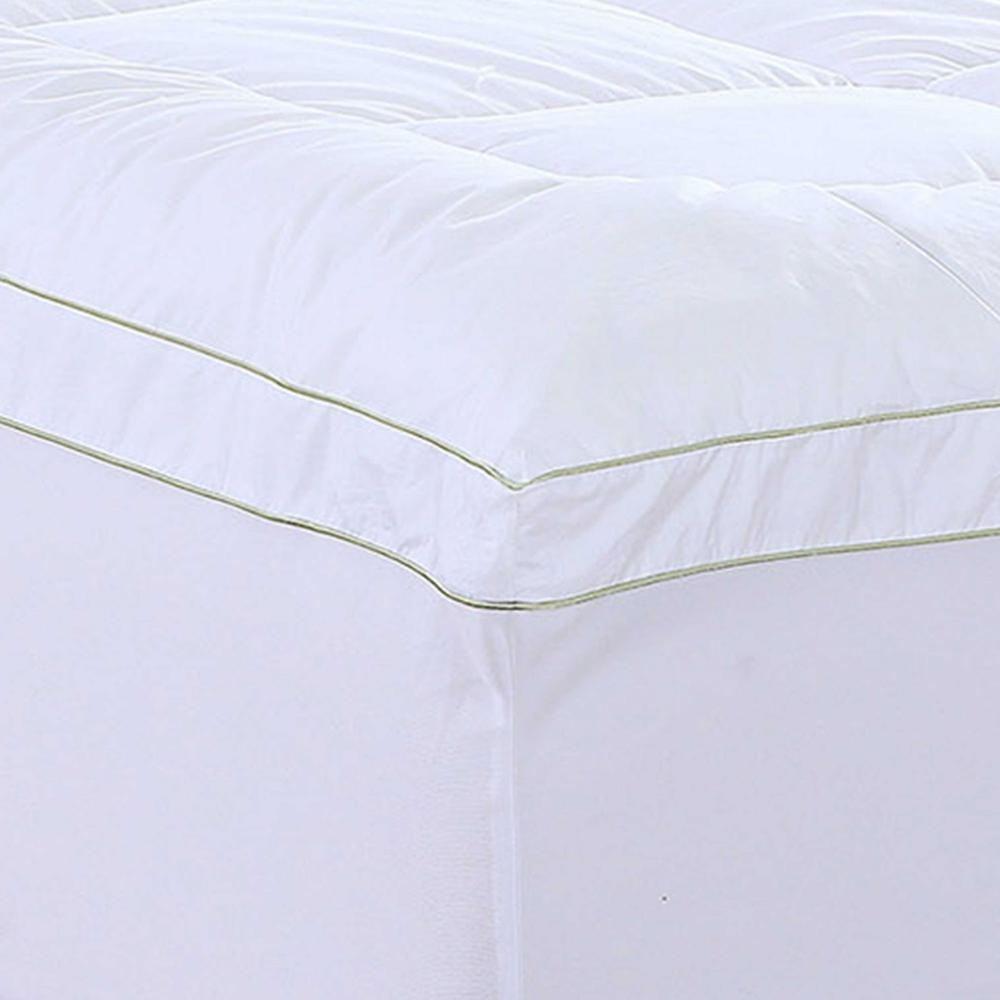 17" Square Quilted Accent Queen Piping Mattress Pad With Fitted Cover - 303540. Picture 3