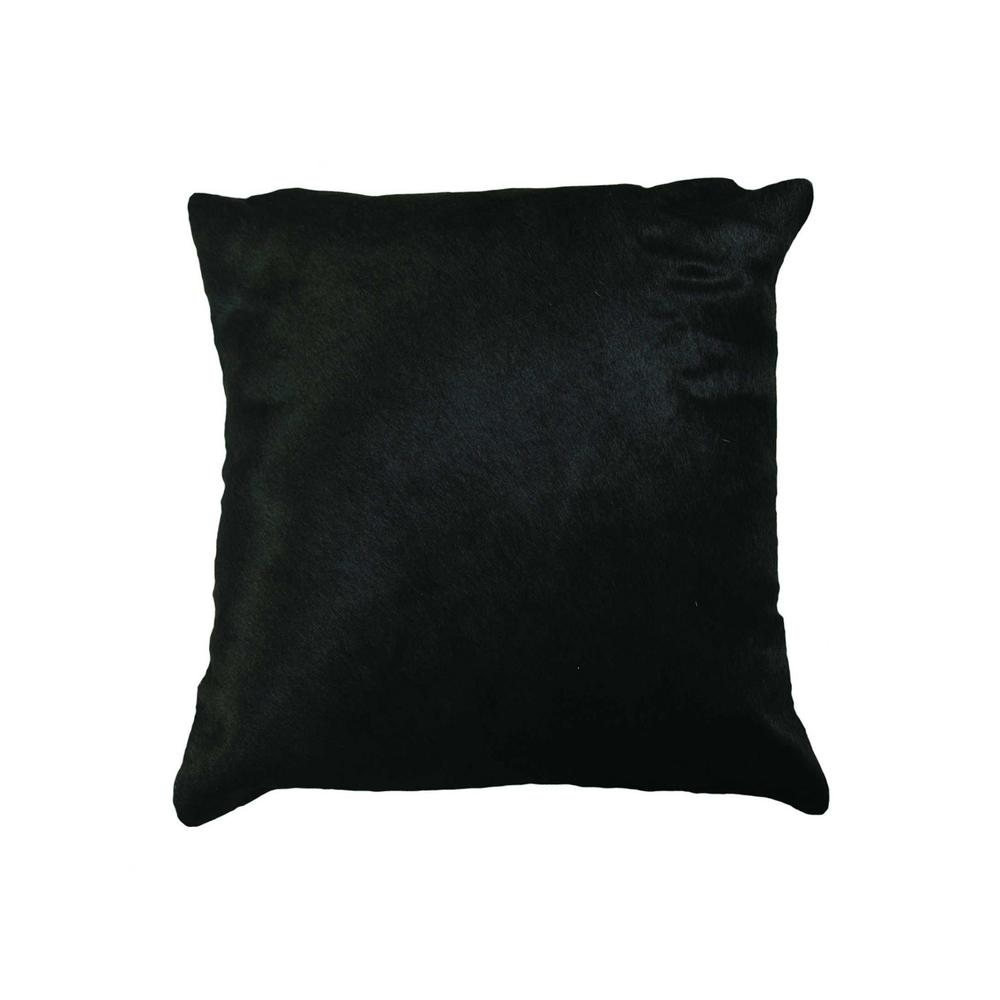 18" x 18" x 5" Black Cowhide  Pillow - 316647. Picture 1