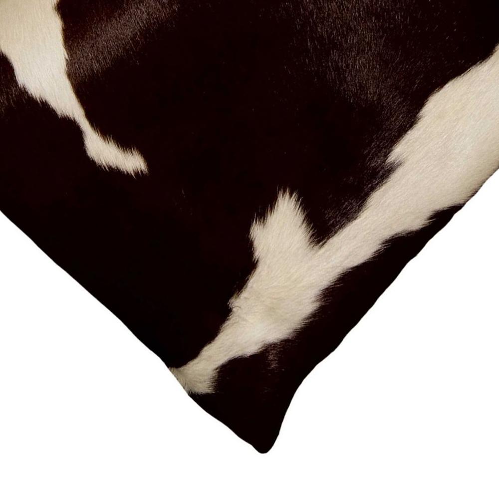 18" x 18" x 5" Chocolate And White Cowhide  Pillow - 316650. Picture 3