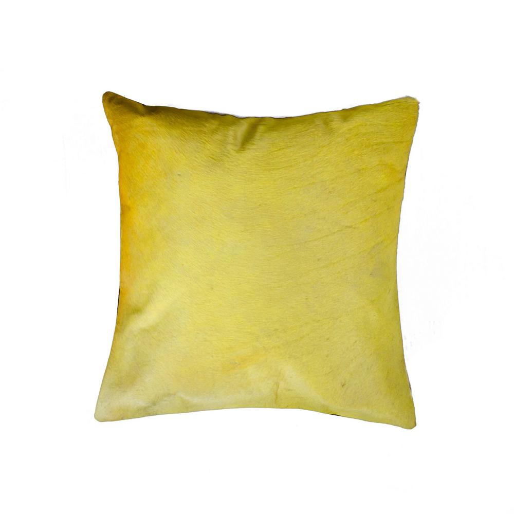 18" x 18" x 5" Yellow Cowhide  Pillow - 316660. Picture 1