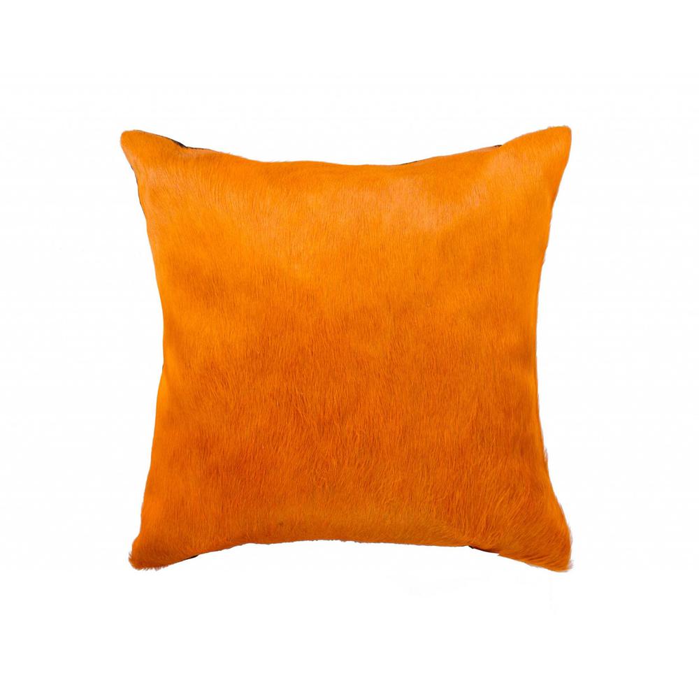 18" x 18" x 5" Orange Cowhide  Pillow - 316663. Picture 1