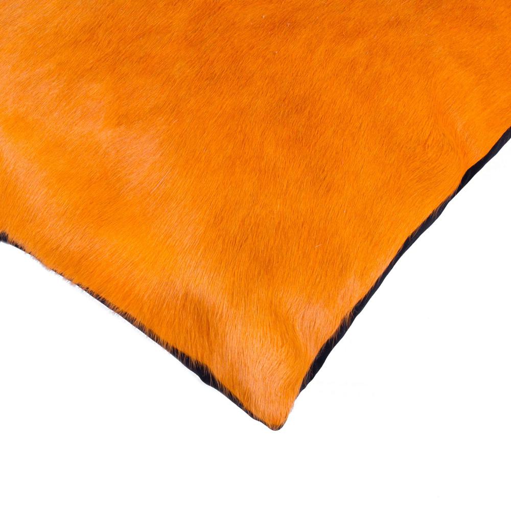 18" x 18" x 5" Orange Cowhide  Pillow - 316663. Picture 2