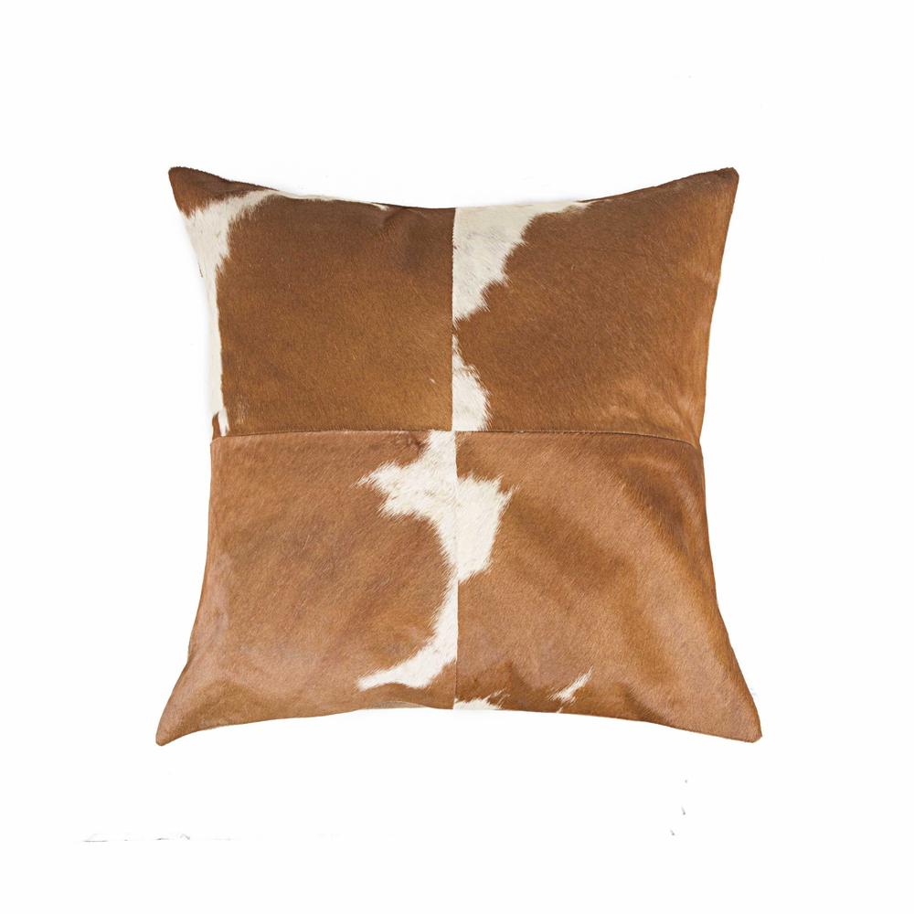 18" x 18" x 5" White And Brown Quattro  Pillow - 316675. Picture 1