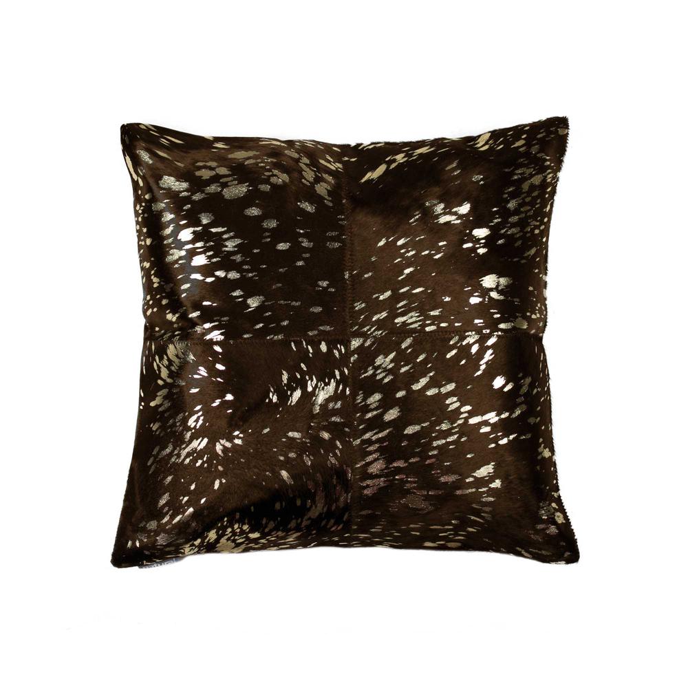 18" x 18" x 5" Gold And Chocolate Quattro  Pillow - 316829. Picture 1