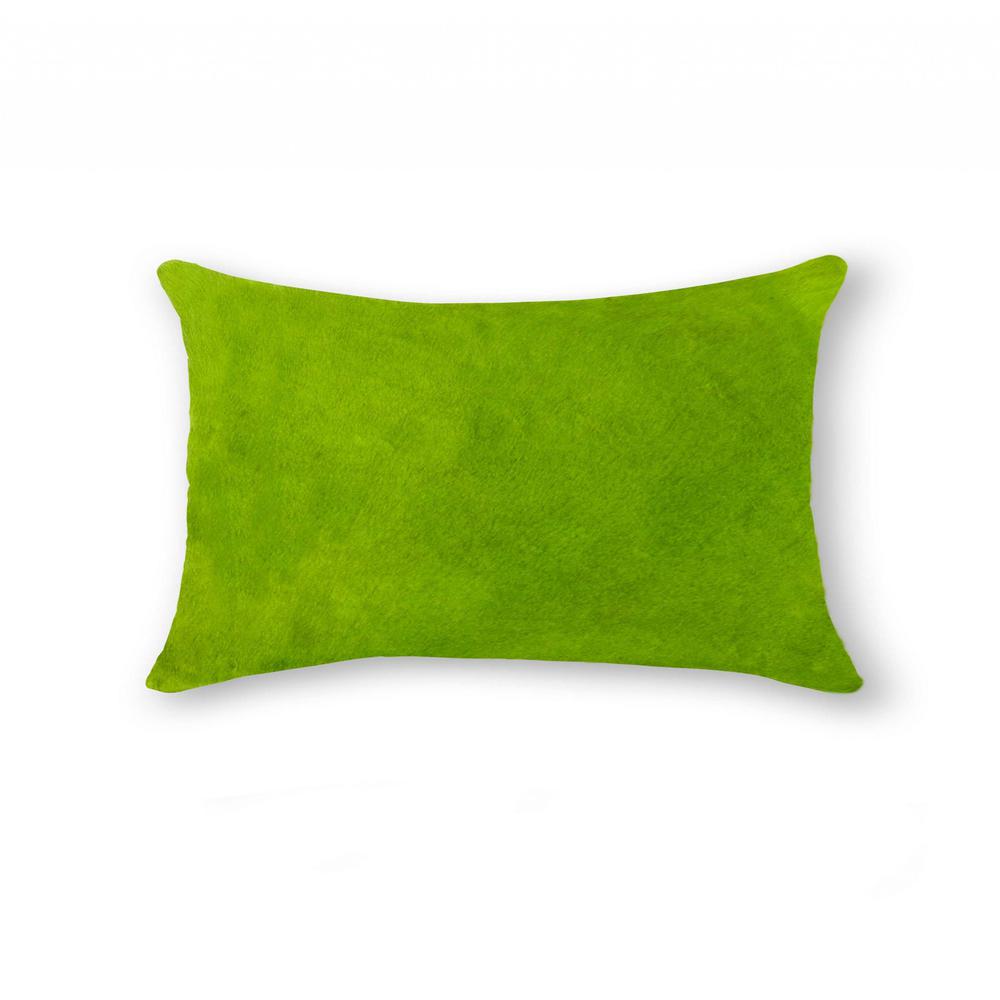 12" x 20" x 5" Lime Cowhide  Pillow - 316859. Picture 1