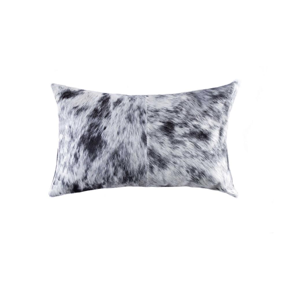 18" x 18" x 5" Salt And Pepper Black And White Cowhide  Pillow - 316864. Picture 1