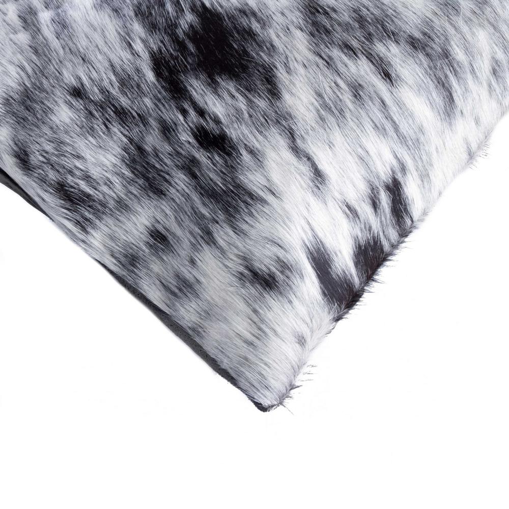 18" x 18" x 5" Salt And Pepper Black And White Cowhide  Pillow - 316864. Picture 2