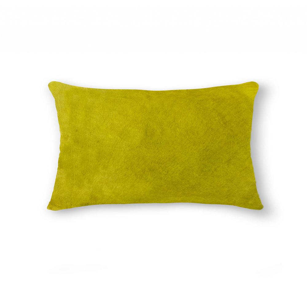 12" x 20" x 5" Yellow Cowhide  Pillow - 316867. Picture 1