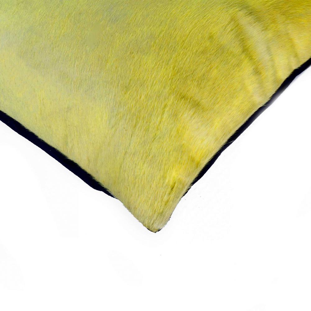 12" x 20" x 5" Yellow Cowhide  Pillow - 316867. Picture 2