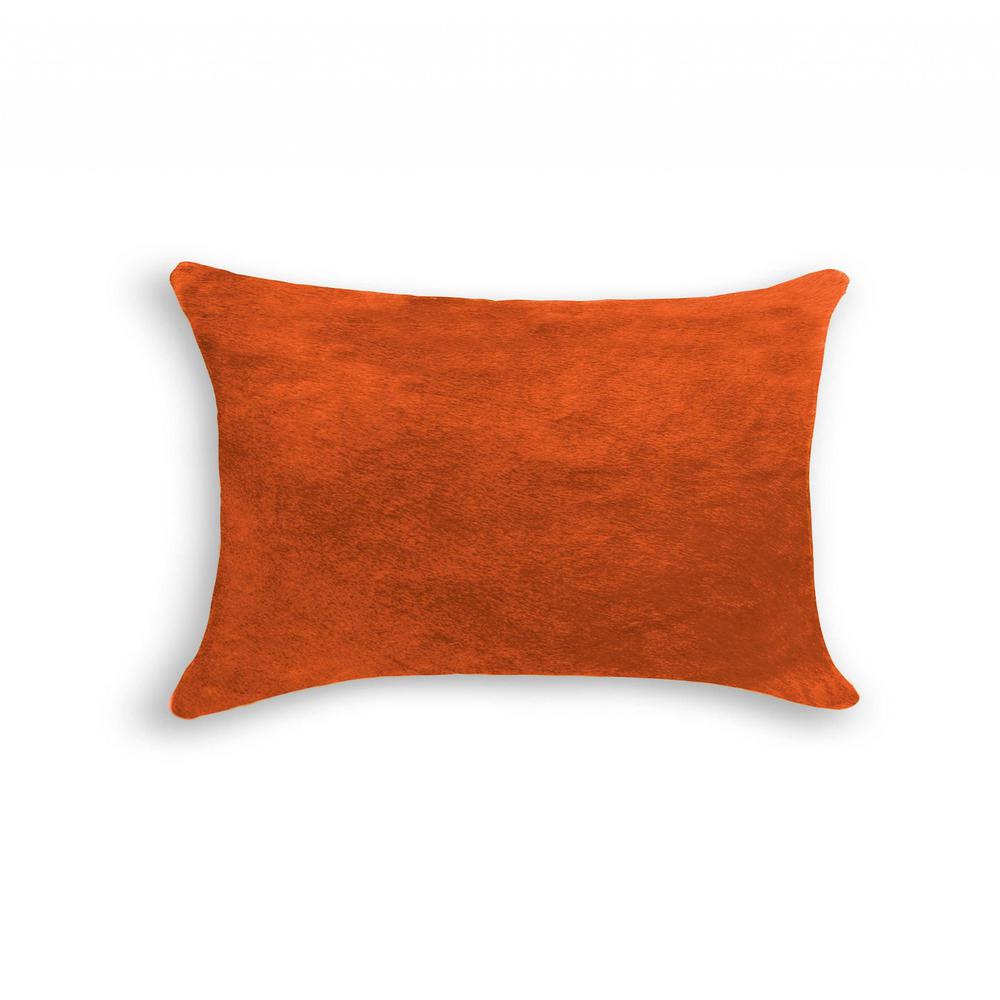 12" x 20" x 5" Orange Cowhide  Pillow - 316870. Picture 1