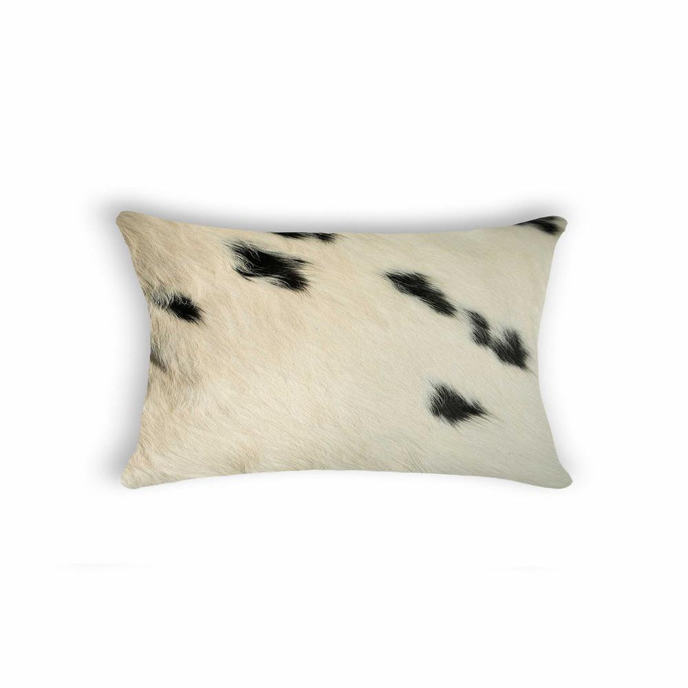 12" x 20" x 5" White And Black Cowhide  Pillow - 316880. Picture 1