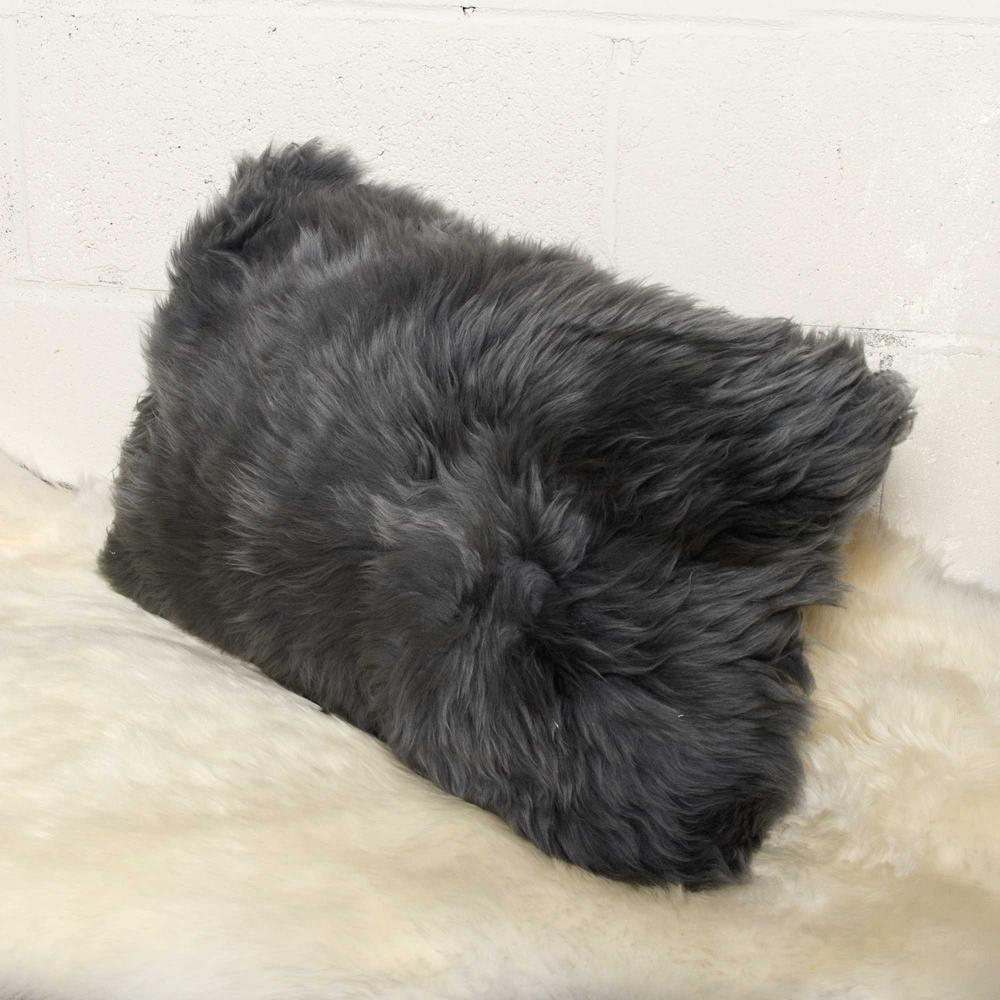 12" x 20" x 5" Gray Sheepskin  Pillow - 316890. Picture 3