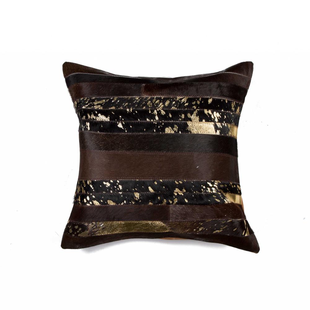 18" x 18" x 5" Chocolate And Gold  Pillow - 316933. Picture 1