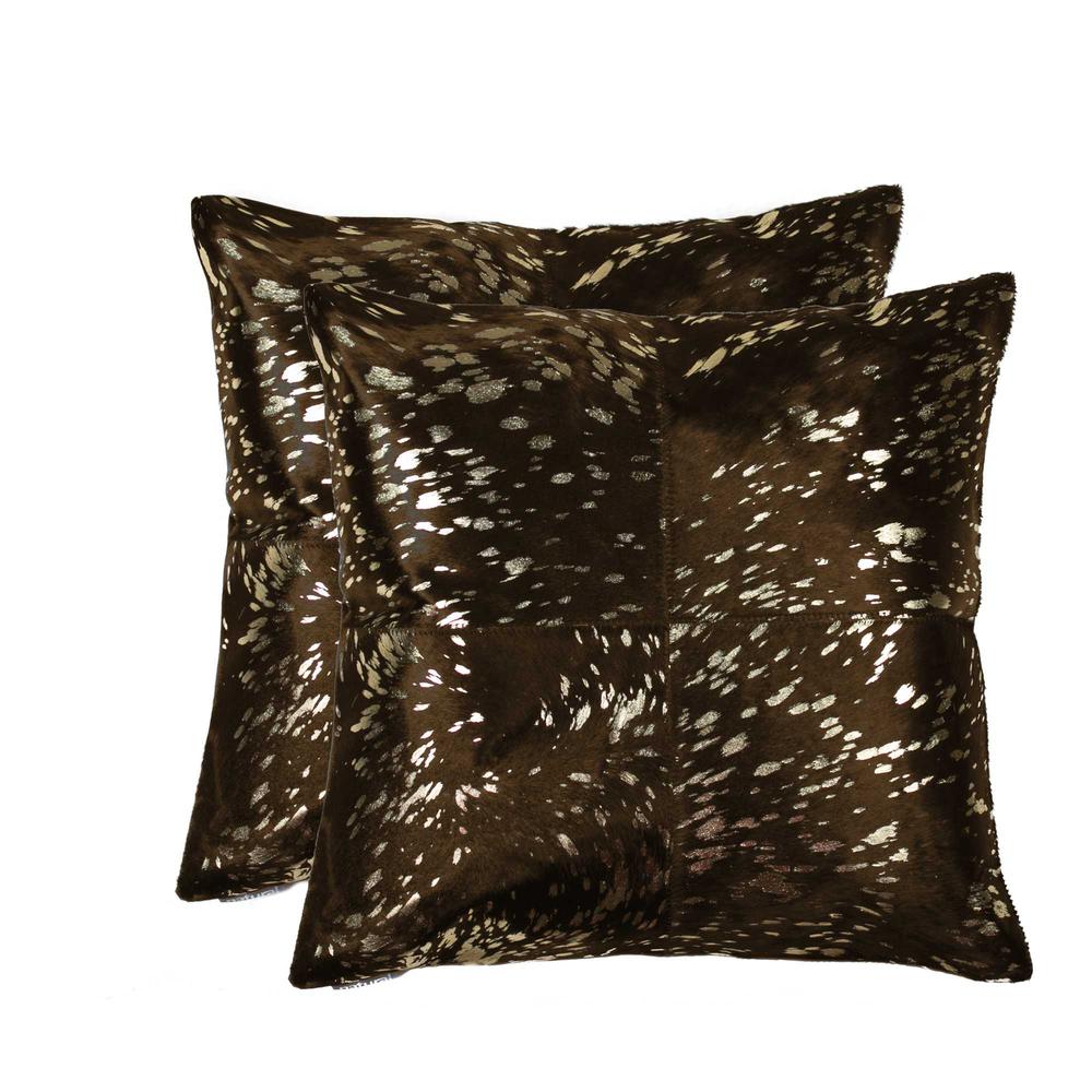 18" x 18" x 5" Gold And Chocolate Quattro  Pillow 2 Pack - 316935. Picture 1