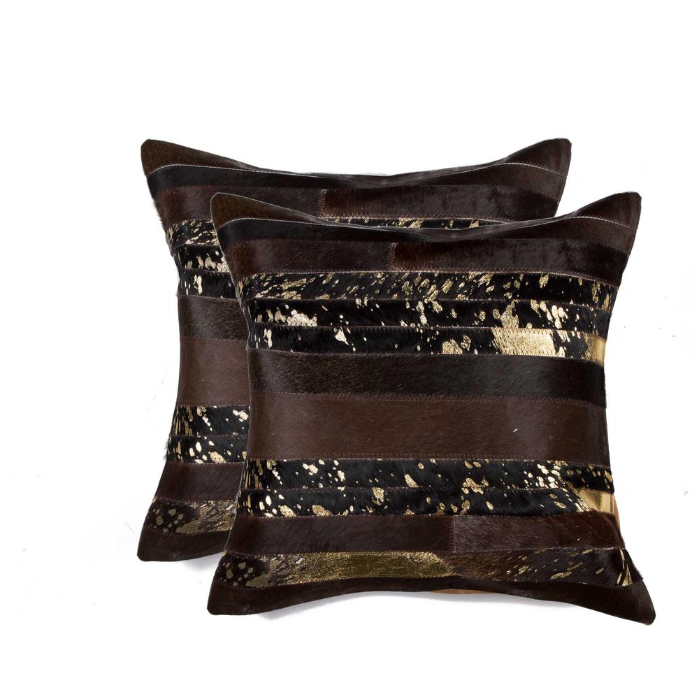 18" x 18" x 5" Gold And Chocolate  Pillow 2 Pack - 316940. Picture 1