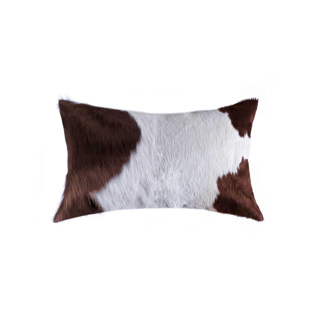 12" x 20" x 5" White And Brown Cowhide  Pillow - 316996. Picture 1