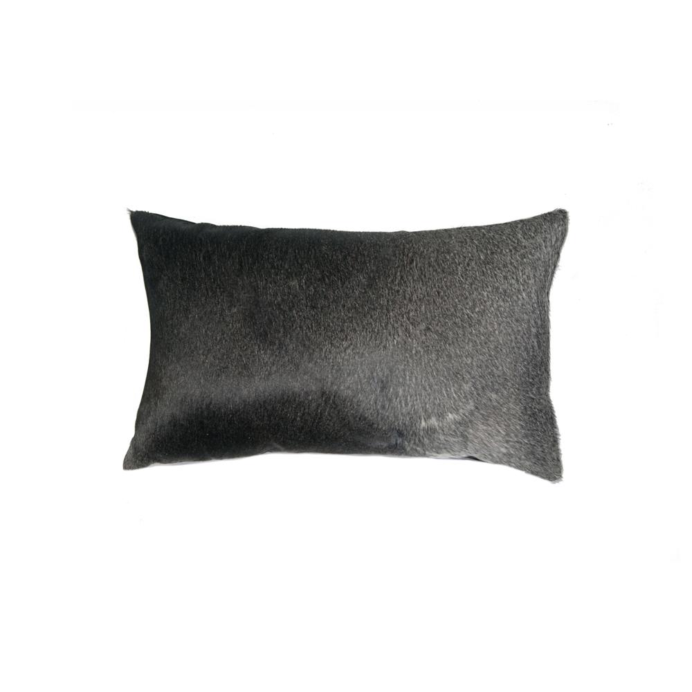 12" x 20" x 5" Gray And White Cowhide  Pillow - 316997. Picture 1