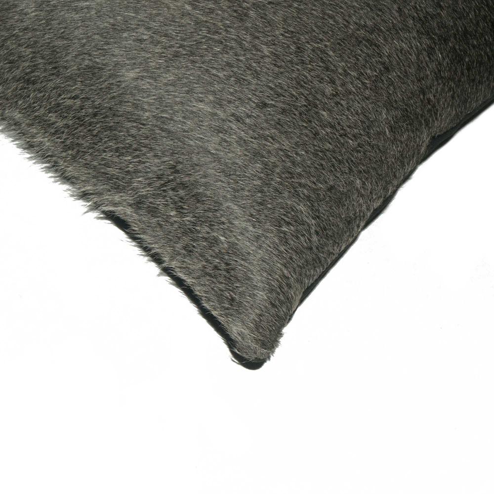12" x 20" x 5" Gray And White Cowhide  Pillow - 316997. Picture 2
