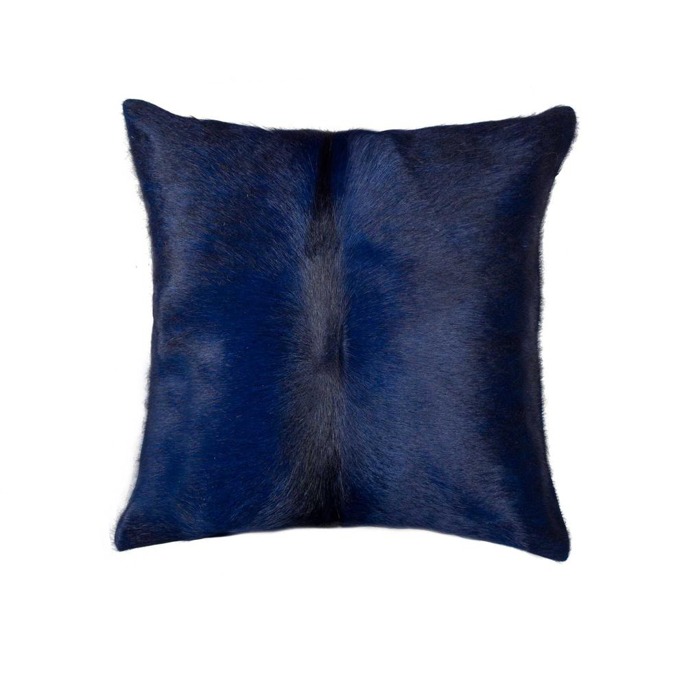 18" x 18" x 5" Navy Cowhide  Pillow - 317064. Picture 1
