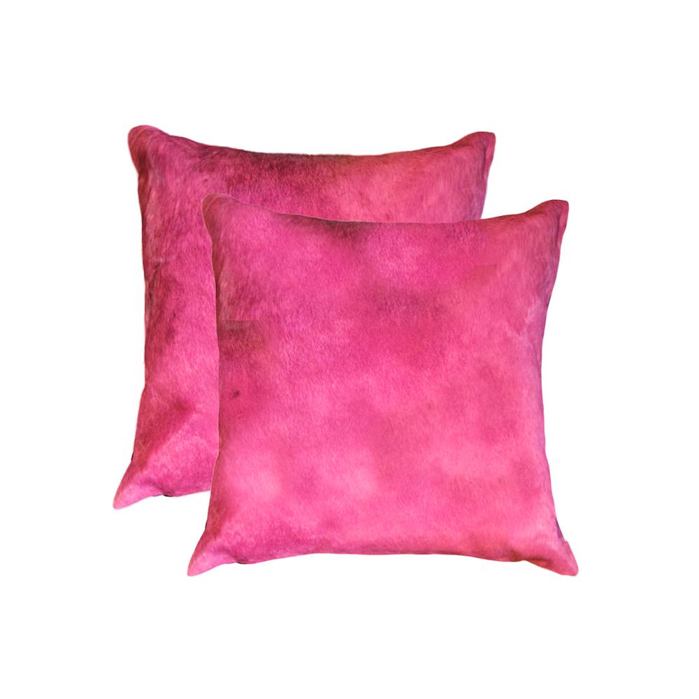 18" x 18" x 5" Fuschia Cowhide  Pillow 2 Pack - 317091. Picture 1