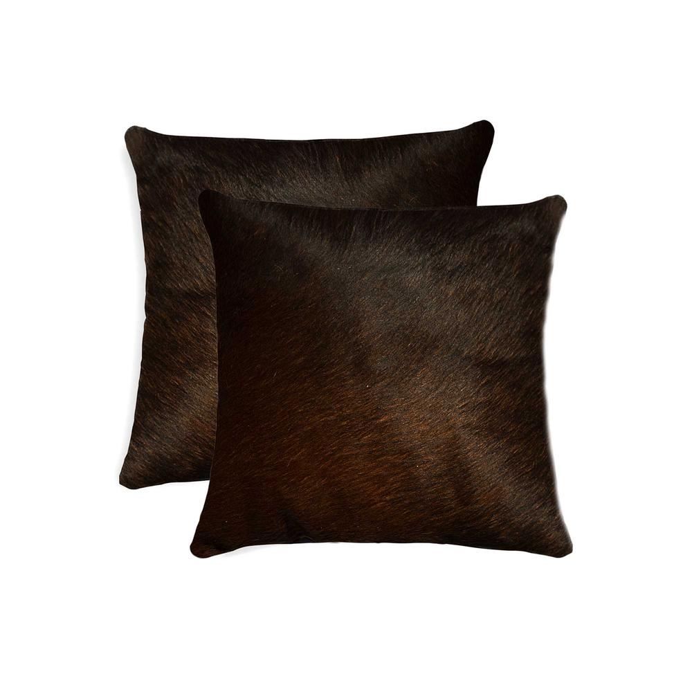 18" x 18" x 5" Chocolate Cowhide  Pillow 2 Pack - 317092. Picture 1