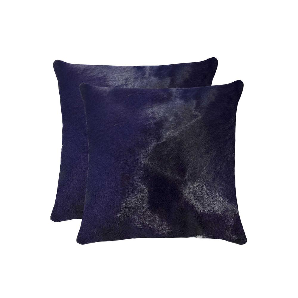 18" x 18" x 5" Navy Cowhide  Pillow 2 Pack - 317100. Picture 1