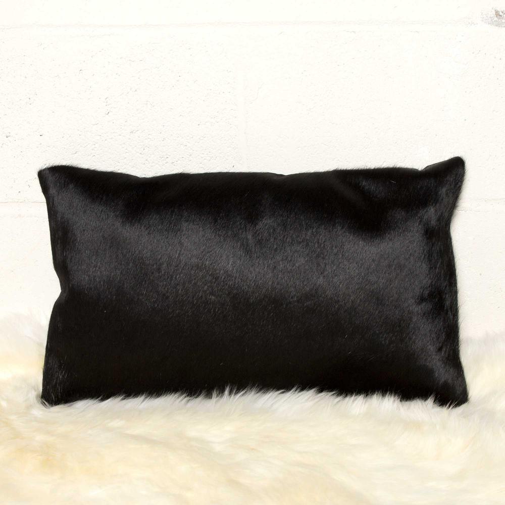 12" x 20" x 5" Black Cowhide  Pillow 2 Pack - 317101. Picture 4