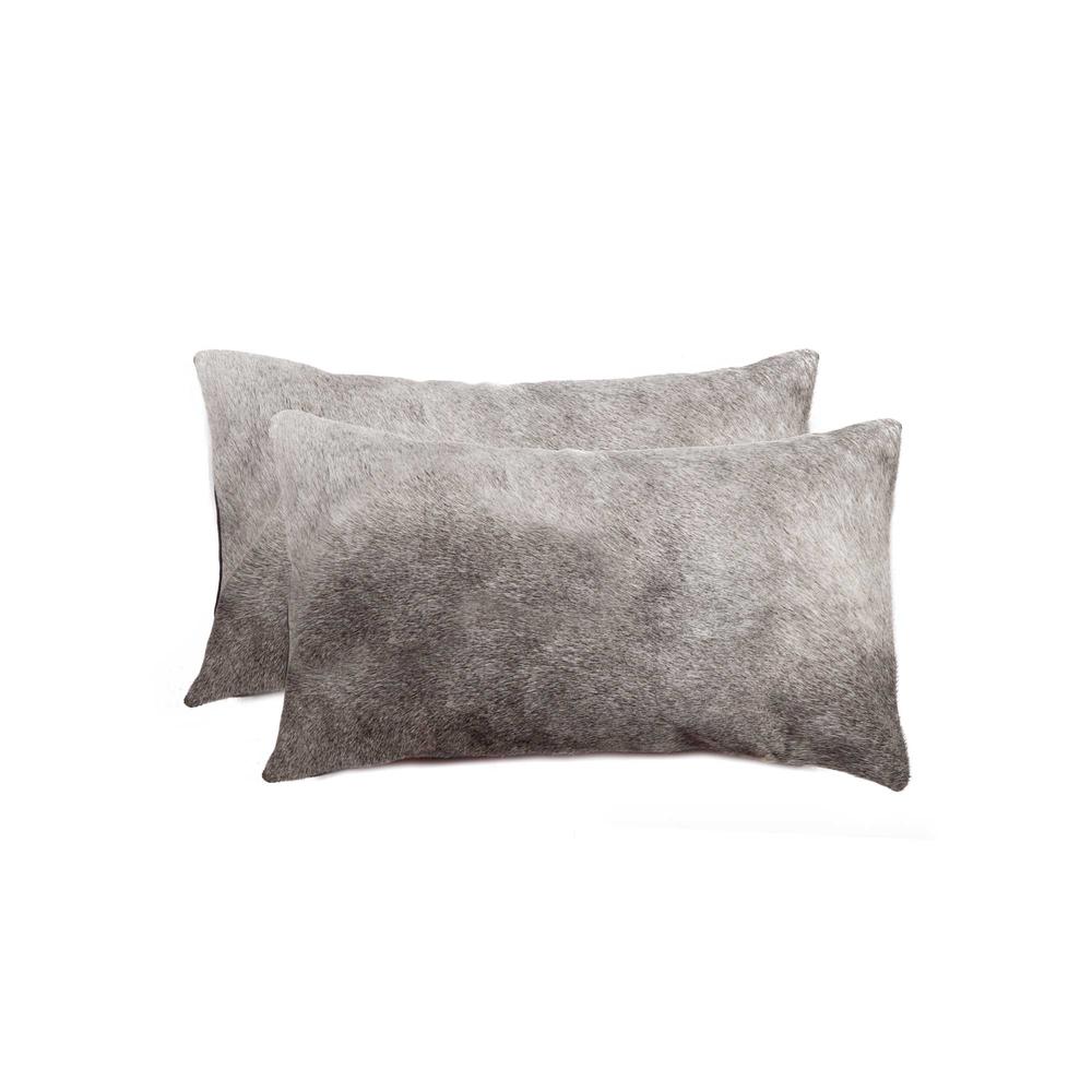 12" x 20" x 5" Gray Cowhide  Pillow 2 Pack - 317102. Picture 1