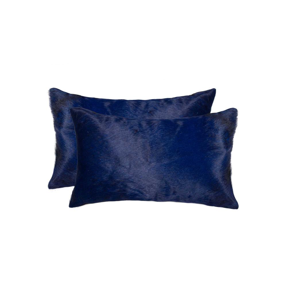 12" x 20" x 5" Navy Cowhide  Pillow 2 Pack - 317116. Picture 1