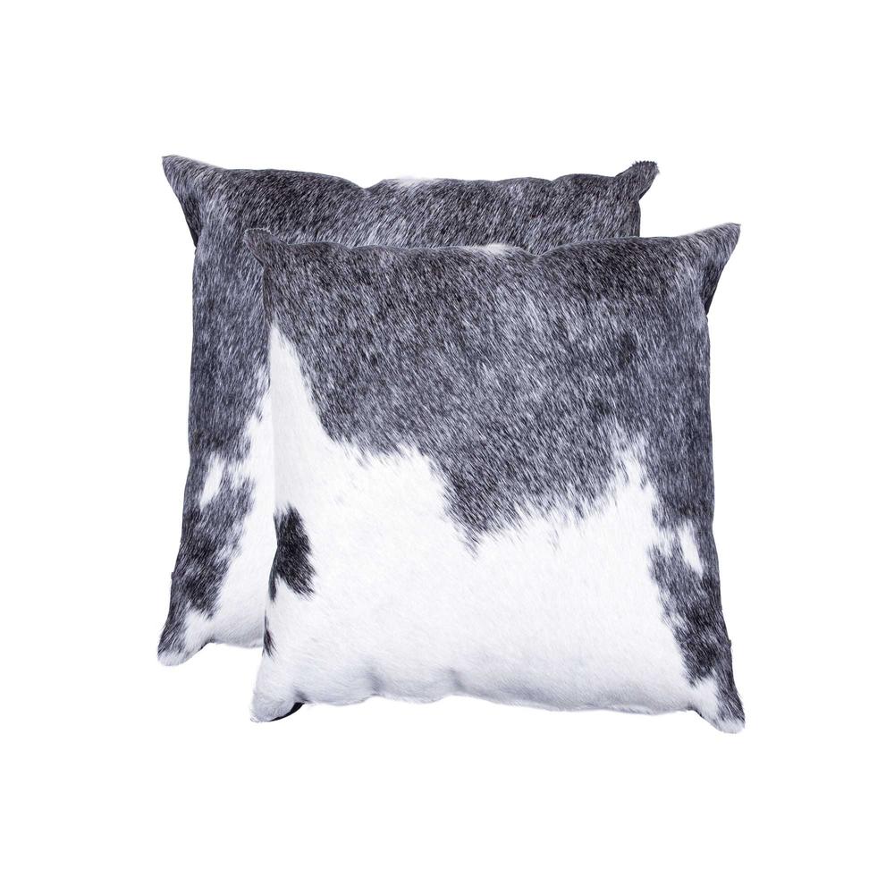 18" x 18" x 5" Gray And White Cowhide  Pillow 2 Pack - 317124. Picture 1