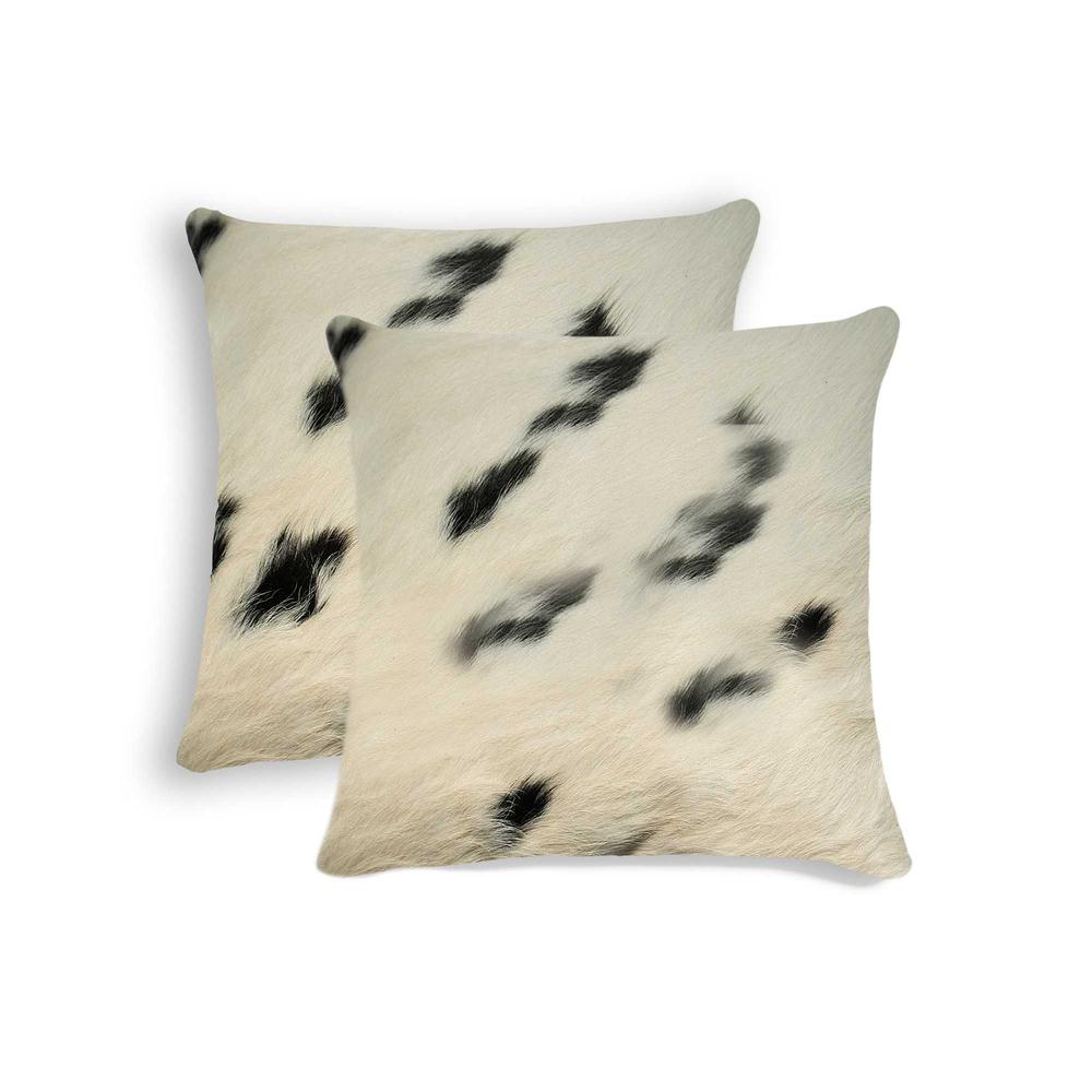 18" x 18" x 5" White And Black Cowhide  Pillow 2 Pack - 317127. Picture 1