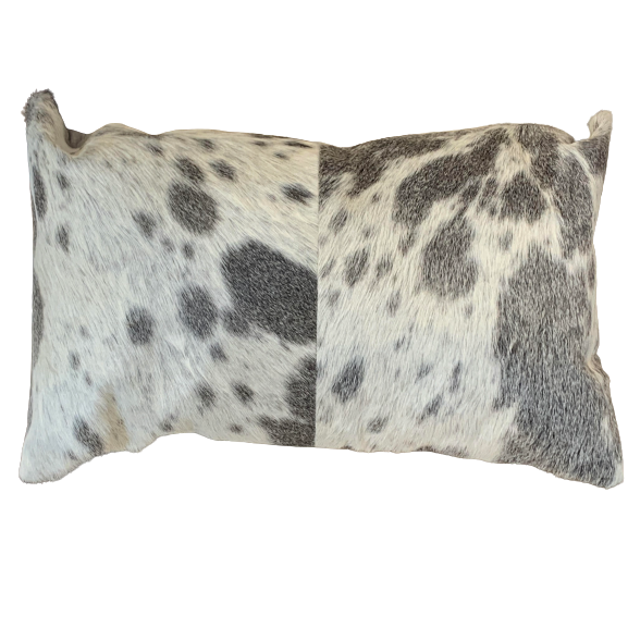 Set of 2 Gray And White Natural Cowhide Pillows - 317132. Picture 1