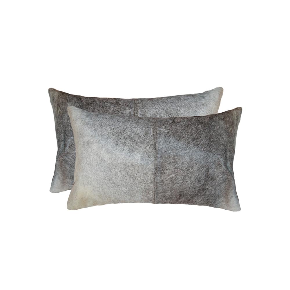 12" x 20" x 5" Salt And Pepper Gray And White Cowhide  Pillow 2 Pack - 317139. Picture 1