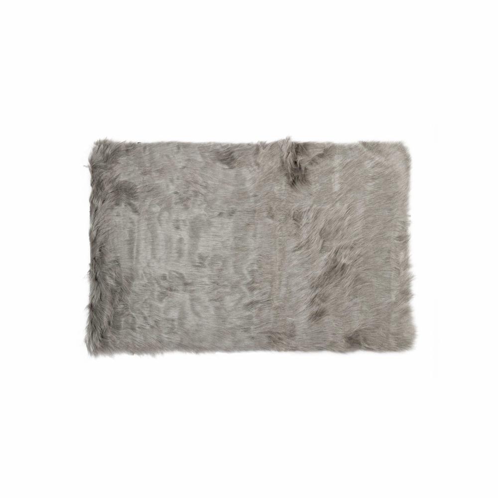 3" x 5" Gray Rectangular Faux Fur - Area Rug - 317170. Picture 1