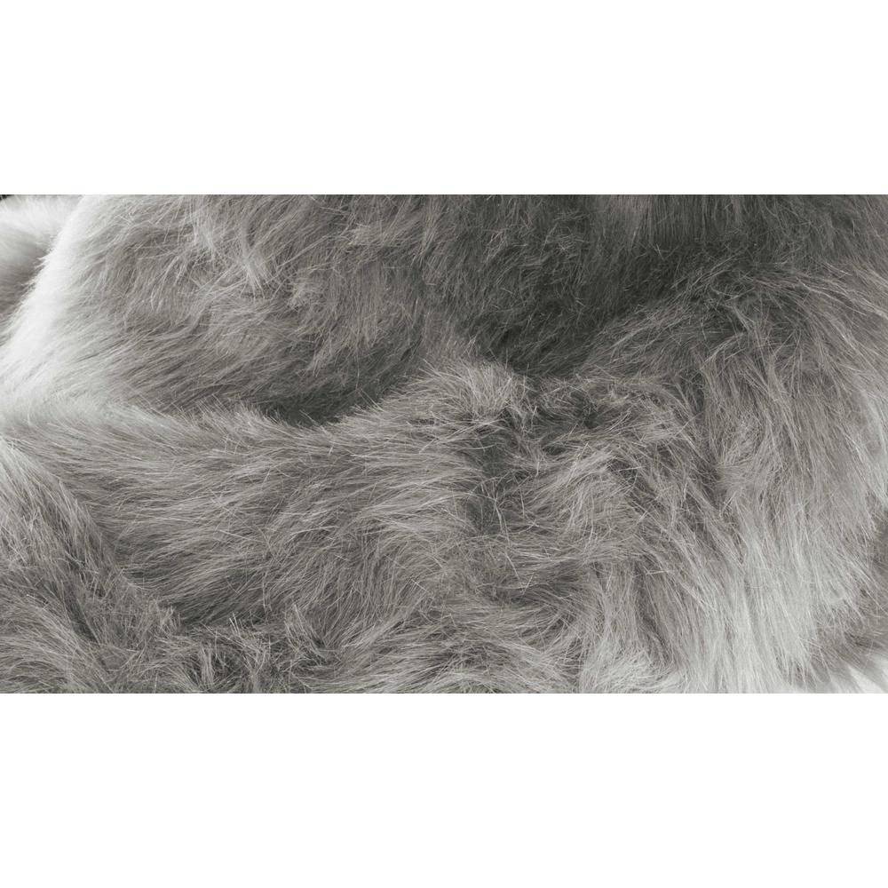 3" x 5" Gray Rectangular Faux Fur - Area Rug - 317170. Picture 2