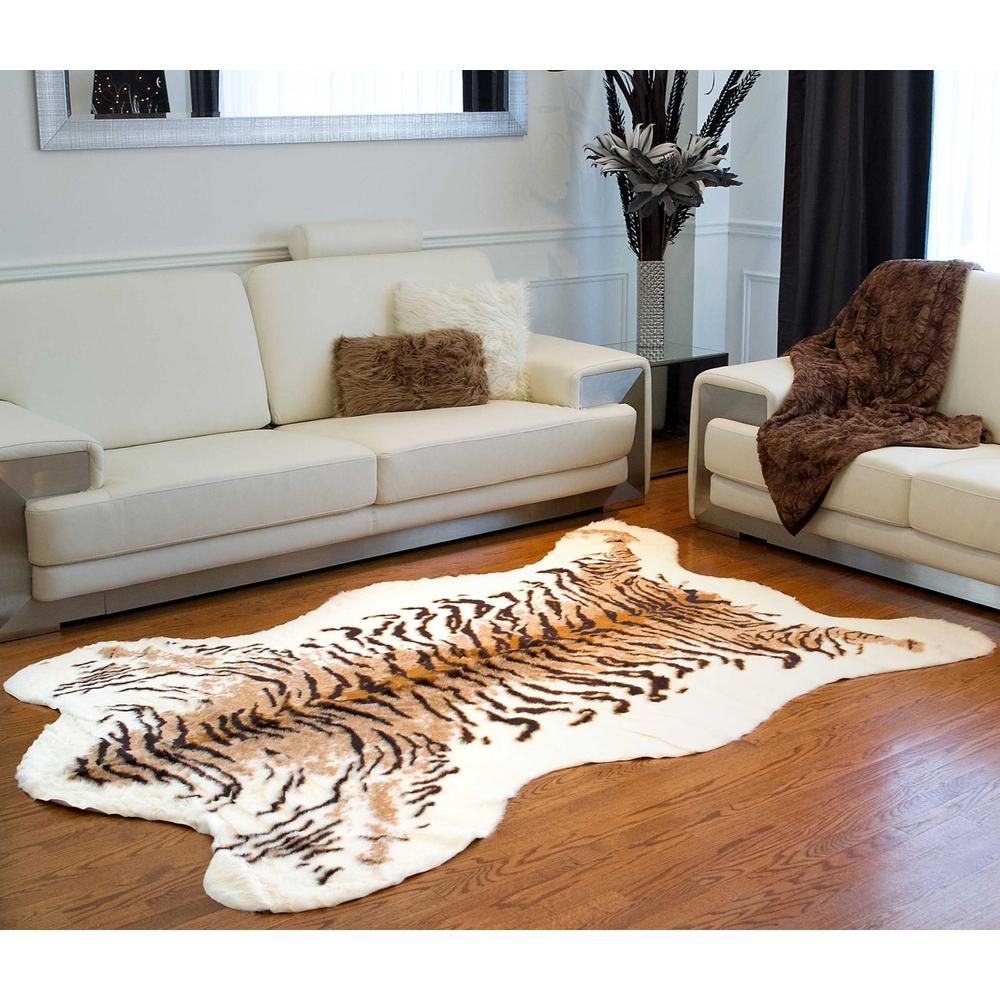 63" x 90" Tiger Faux Hide - Area Rug - 317181. Picture 3