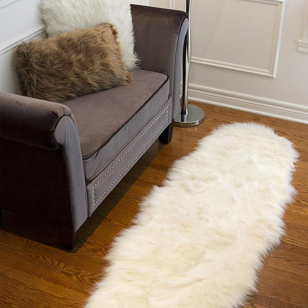 48" x 72" x 1.5" Off White Faux Sheepskin Area Rug - 317187. Picture 3