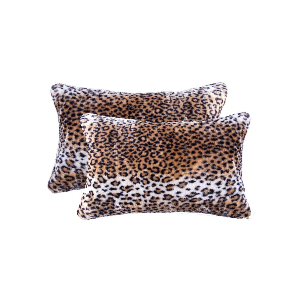 12" x 20" x 5" Leopard Faux  Pillow 2 Pack - 317198. Picture 1