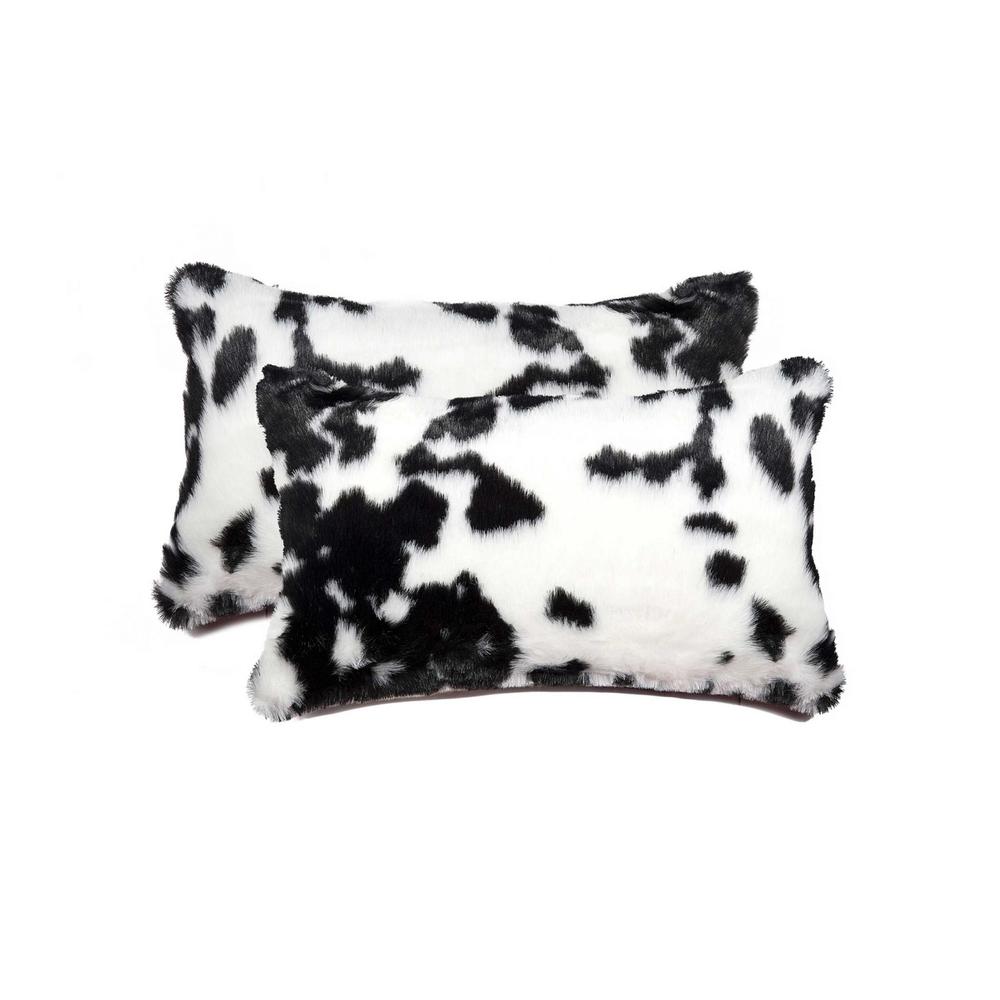 12" x 20" x 5" Sugarland Black and White Faux  Pillow 2 Pack - 317202. Picture 1