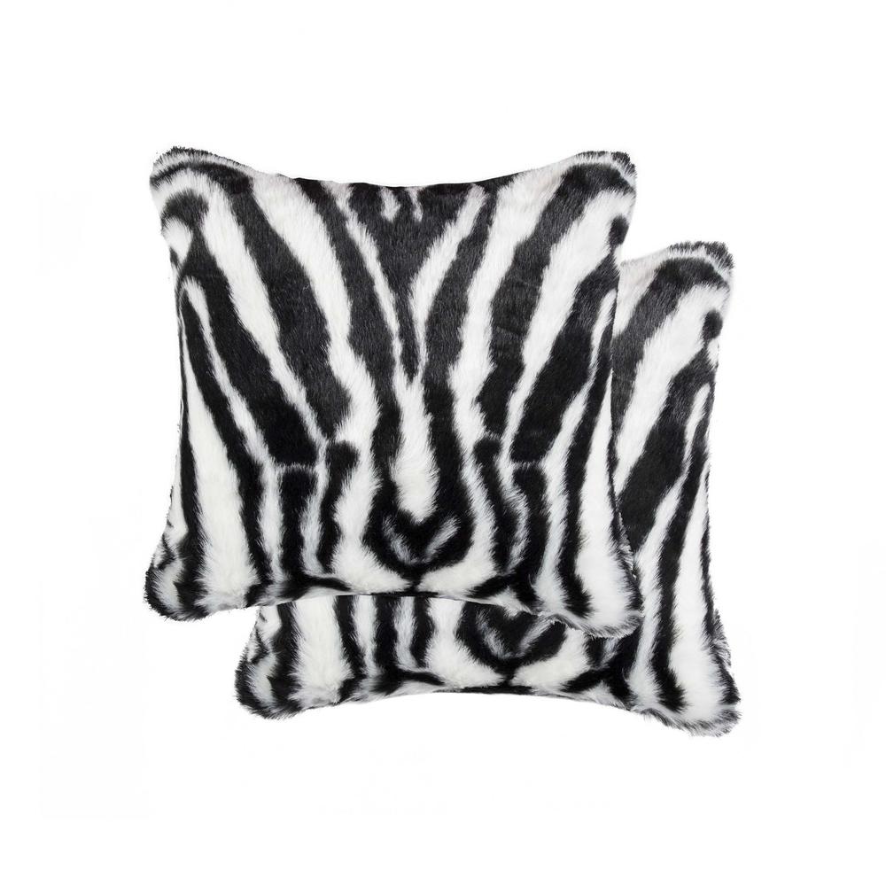 18" x 18" x 5" Denton Zebra Black and White Faux  Pillow 2 Pack - 317205. Picture 1