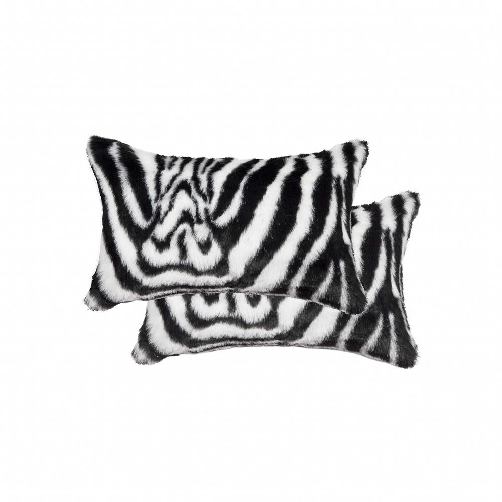 12" x 20" x 5" Denton Zebra Black and White Faux  Pillow 2 Pack - 317206. Picture 1